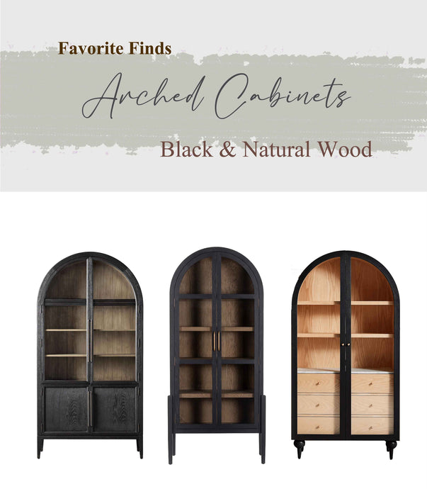 Favorite Finds Black & Natural Wood Arched Cabinets